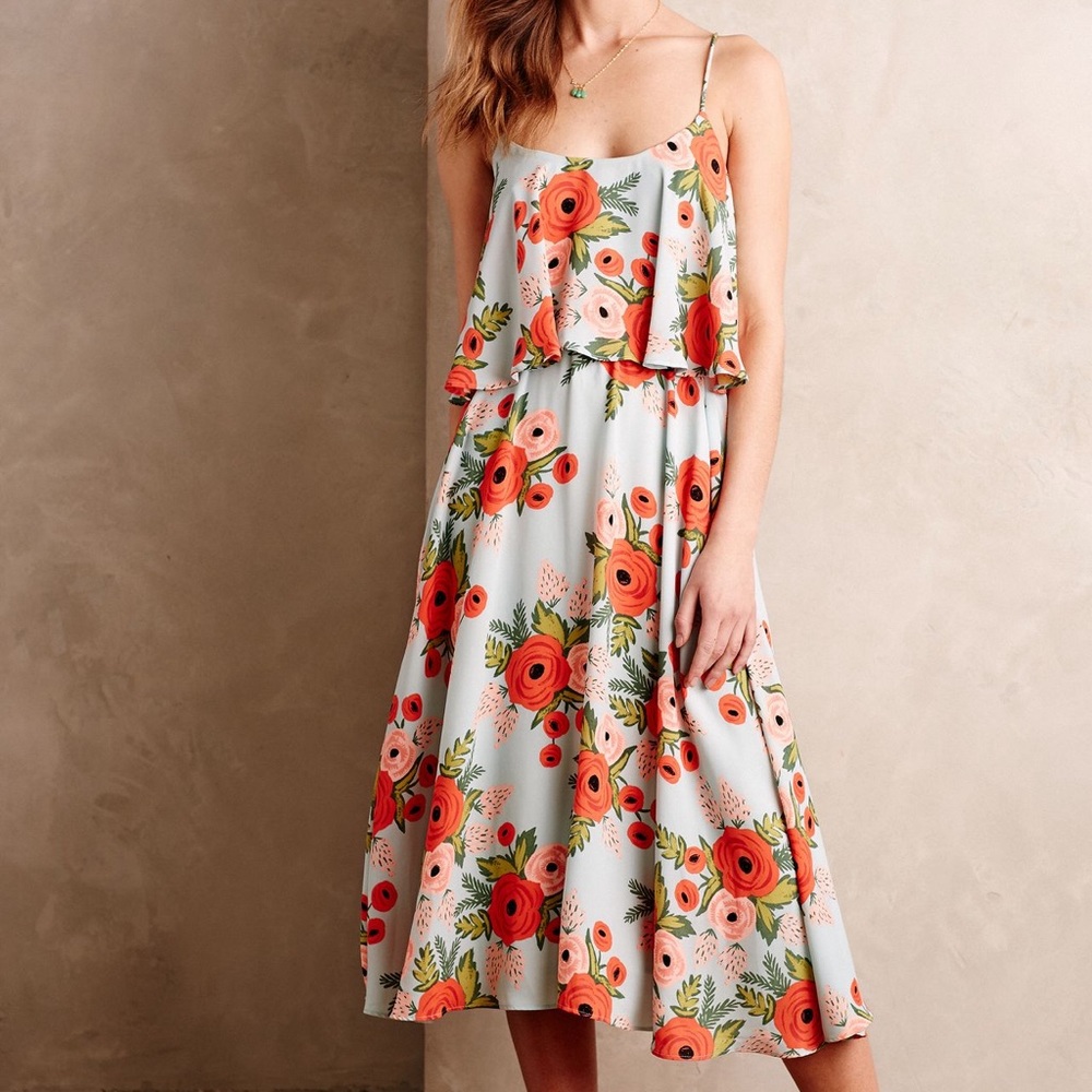 Rifle Paper x Paper Crown Poppy Field Dress Anthropologie